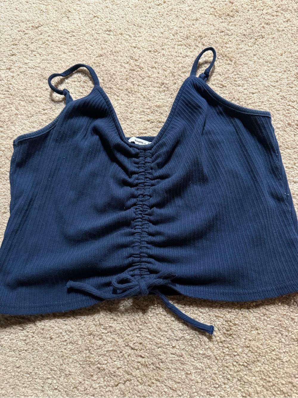 O'Neill Navy Ribbed Ruched Camisole Tank